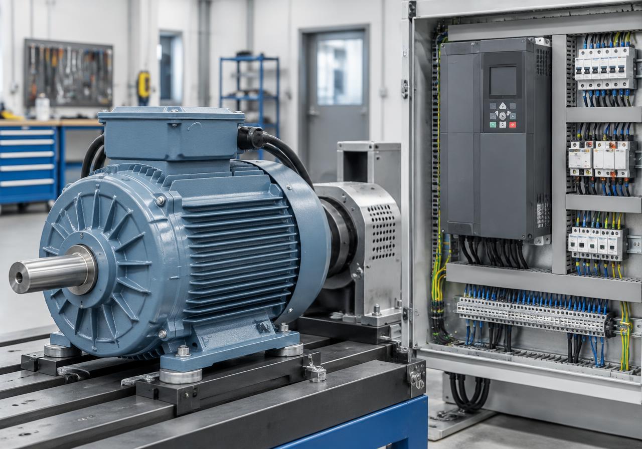 Illustrative industrial motor and drive cabinet