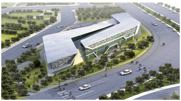 Aerial rendering of the 1,500 m² office building